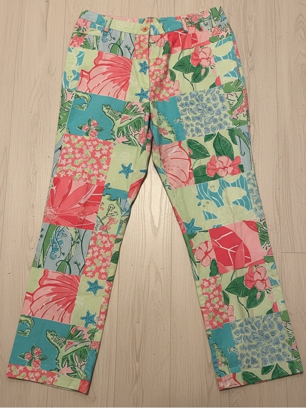 Lilly Pulitzer Patchwork Capri Pants Womens 10 Multicolor Floral Resort EUC